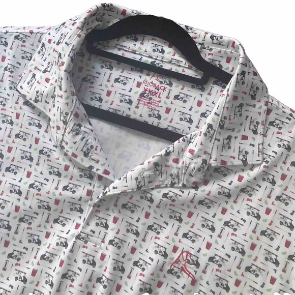 Rhoback Polo Golf Bev Cart Shirt Men’s Size XXXL 3XL AOP Performance - Picture 1 of 7
